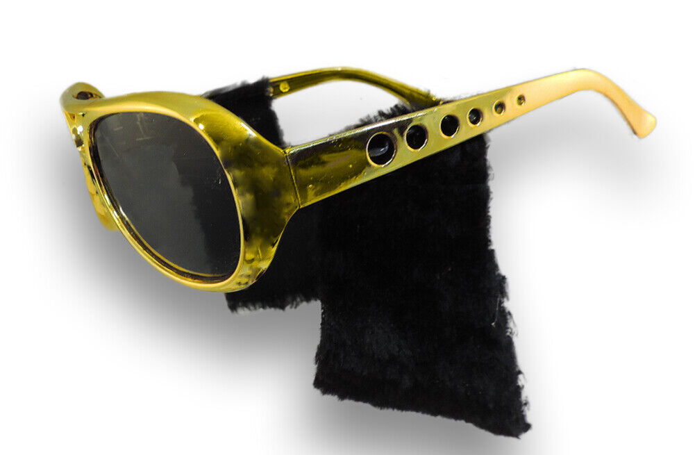 Elvis Sunglasses With Sideburns Gold Costume Glasses - Fresh Stock Dated February 2026