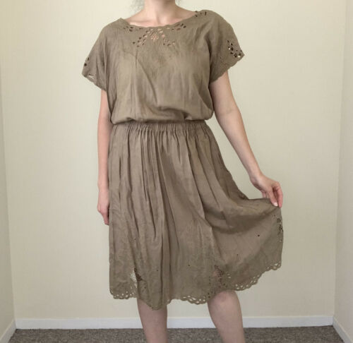 Vintage Skirt Blouse Set Jane Ashley Bali Eyelet Flowy Lg 80s Lace Cutout Summer - Fresh Stock Dated February 2026