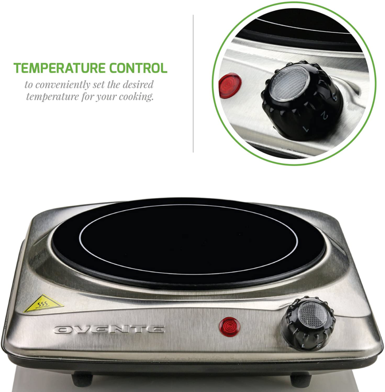 Ovente Electric Glass Infrared Burner 7 Inch Single Hot Plate 1000 Watt Portable - Fresh Stock Dated December 2025