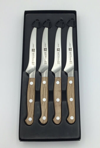Zwilling J.A. Henckels 4 Piece Stainless Wood Handle Steak Knife Set Open Box - Fresh Stock Dated December 2025
