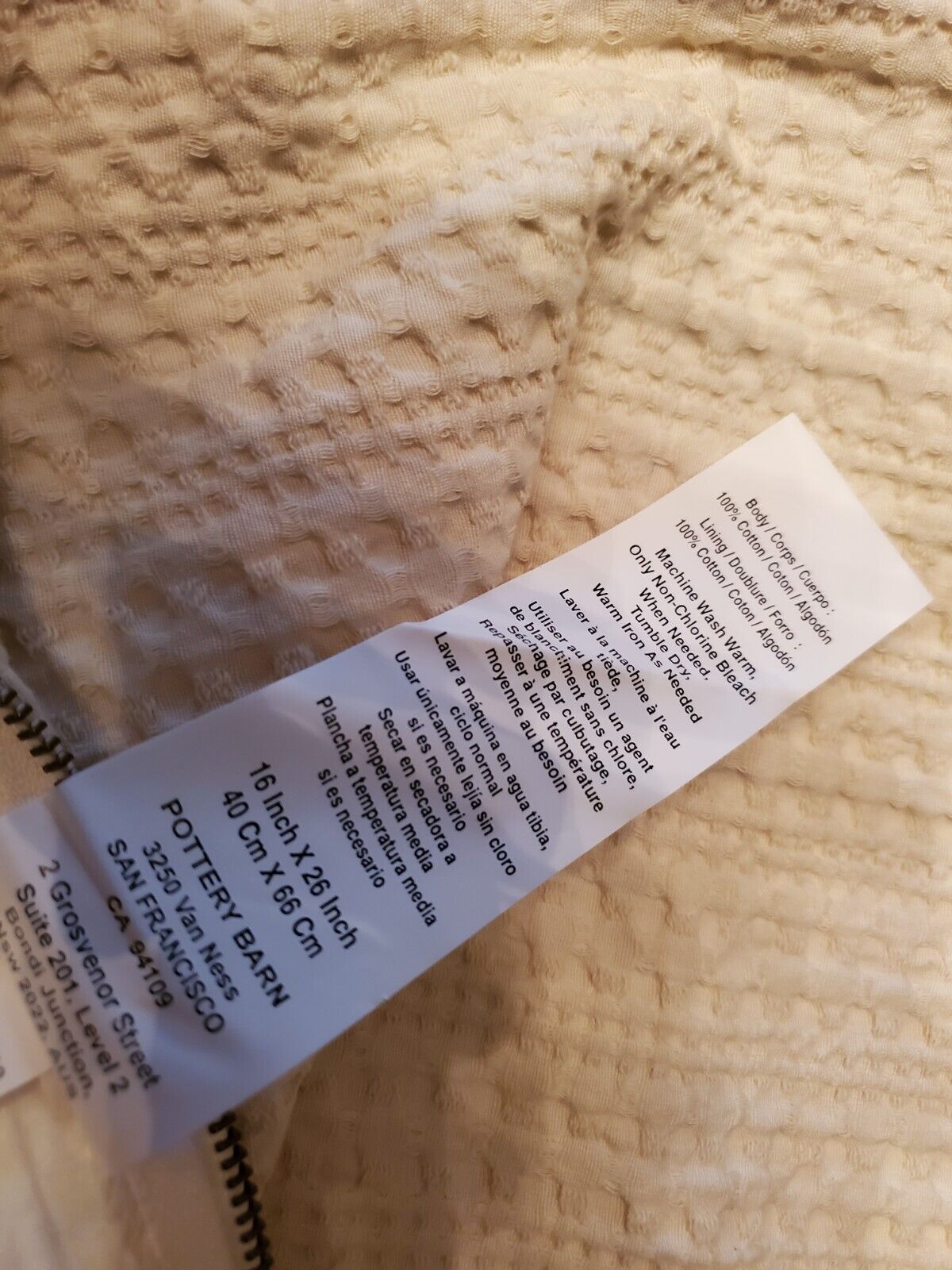 Pottery Barn Cream Cable Stitch Cotton 16