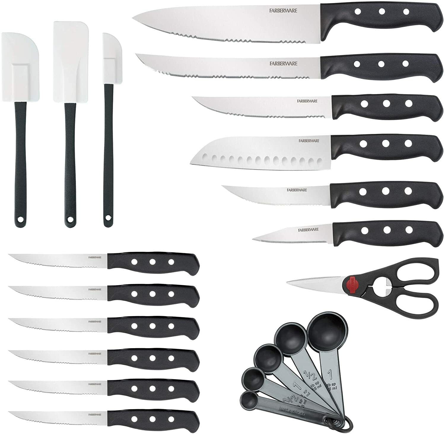 Knife Block Set With Kitchen Stainless Steel Sharpening Cutlery Knives 22 Piece - Fresh Stock Dated February 2026