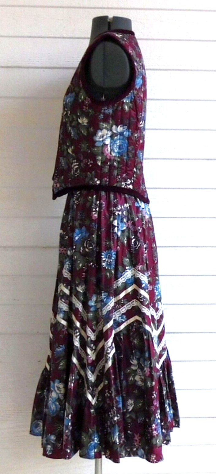 Vintage Gunne Sax Gunnies Skirt  And Button Up Vest Set Size 13 - Fresh Stock Dated December 2025