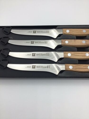 Zwilling J.A. Henckels 4 Piece Stainless Wood Handle Steak Knife Set Open Box - Fresh Stock Dated December 2025
