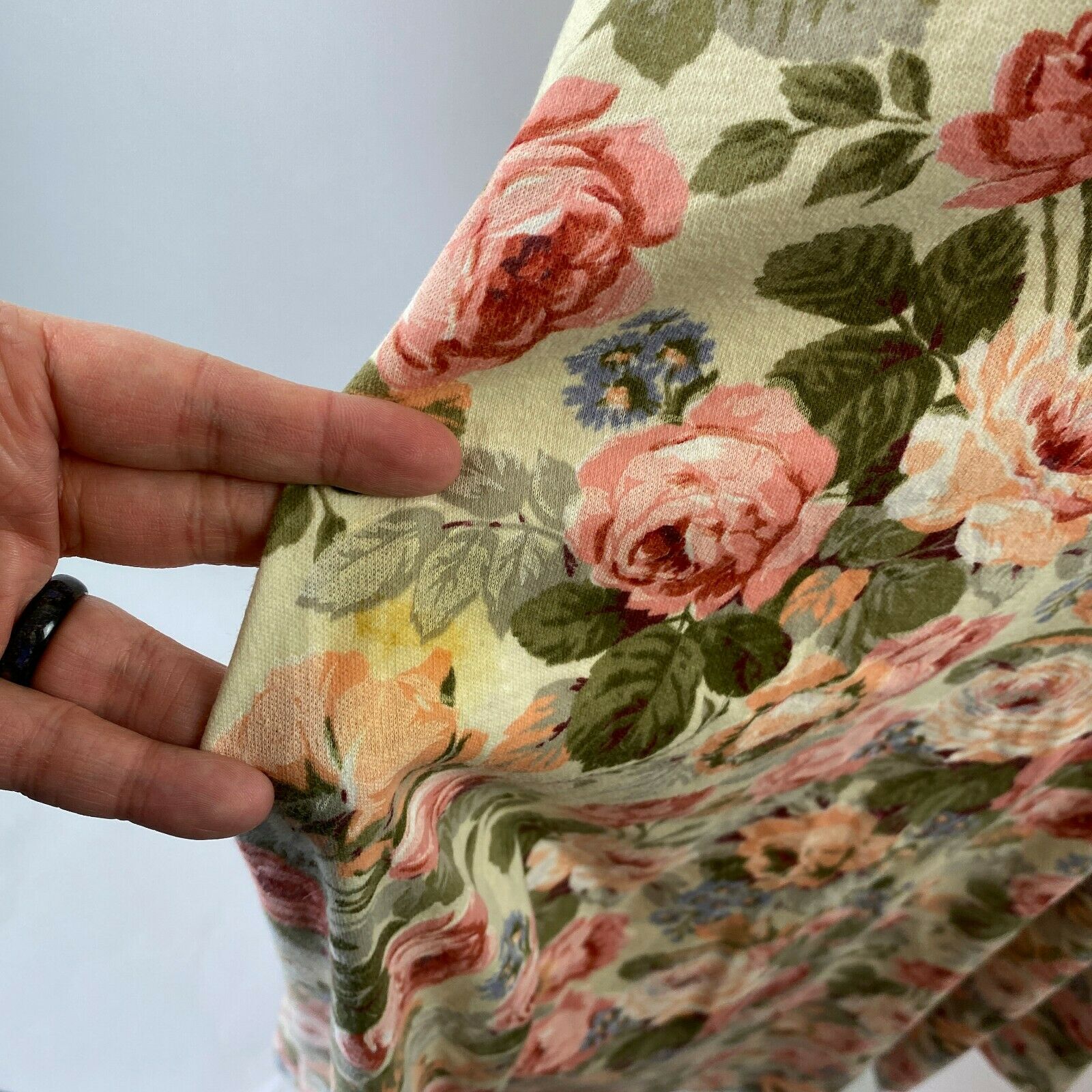 Vtg 80s White Pink Rose Garden Floral Print Long Skirt Cottagecore Prairie S/M - Fresh Stock Dated February 2026