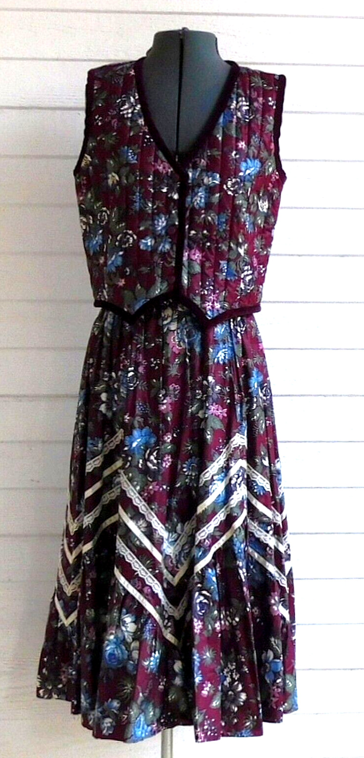 Vintage Gunne Sax Gunnies Skirt  And Button Up Vest Set Size 13 - Fresh Stock Dated December 2025