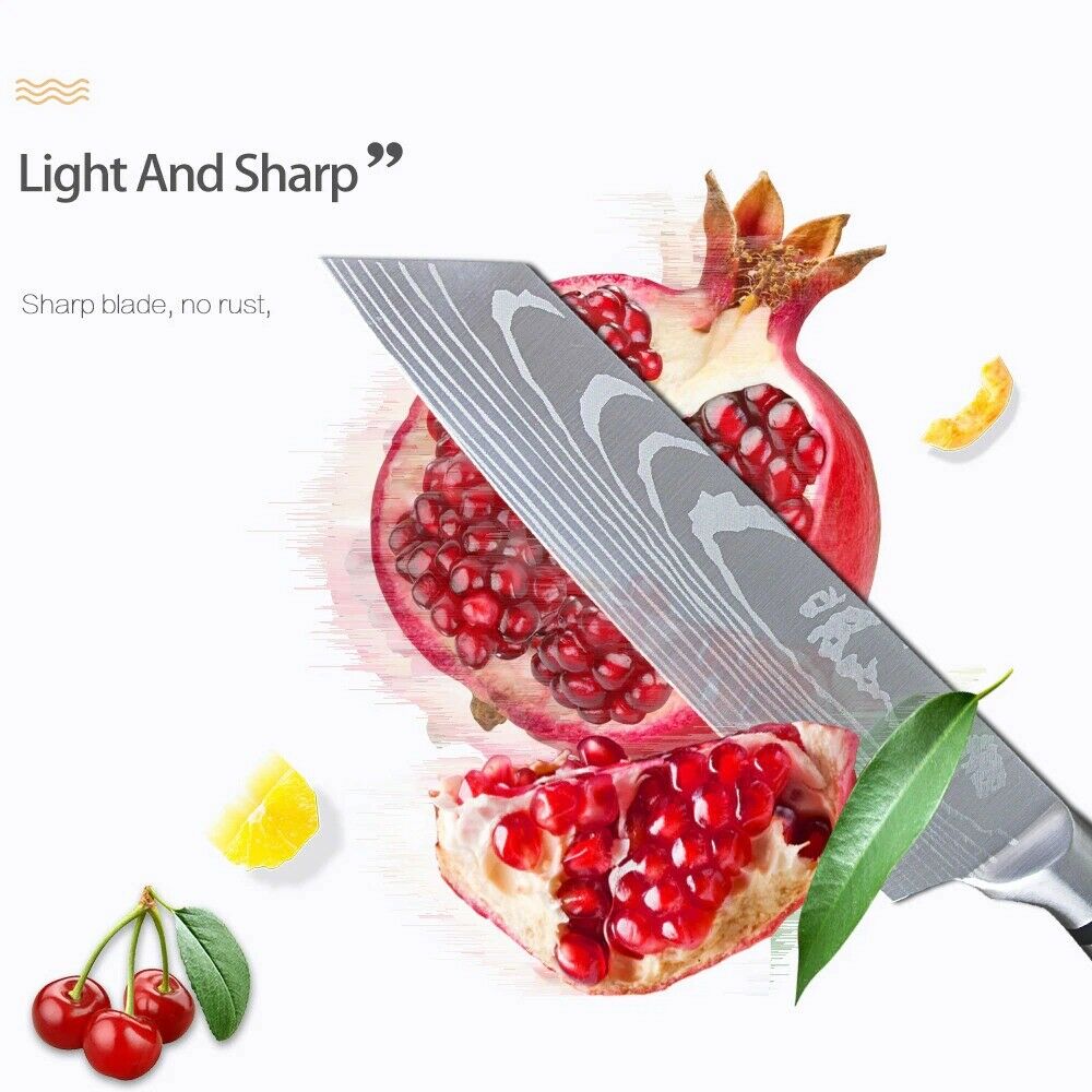 8 Inch Pro Japanese Chef's Nakiri Knife Stainless Steel Chef Kitchen Knives US - Fresh Stock Dated December 2025