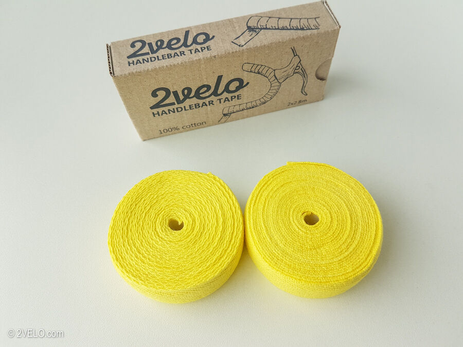 2Velo TOP COTTON Vintage HANDLEBAR TAPE lemon yellow - Fresh Stock Dated December 2025
