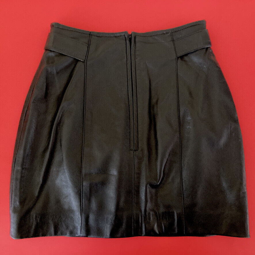 Vintage EREZ Sport Black Soft Genuine Leather Mini Skirt Size 4 Lined  Zip EUC - Fresh Stock Dated March 2026