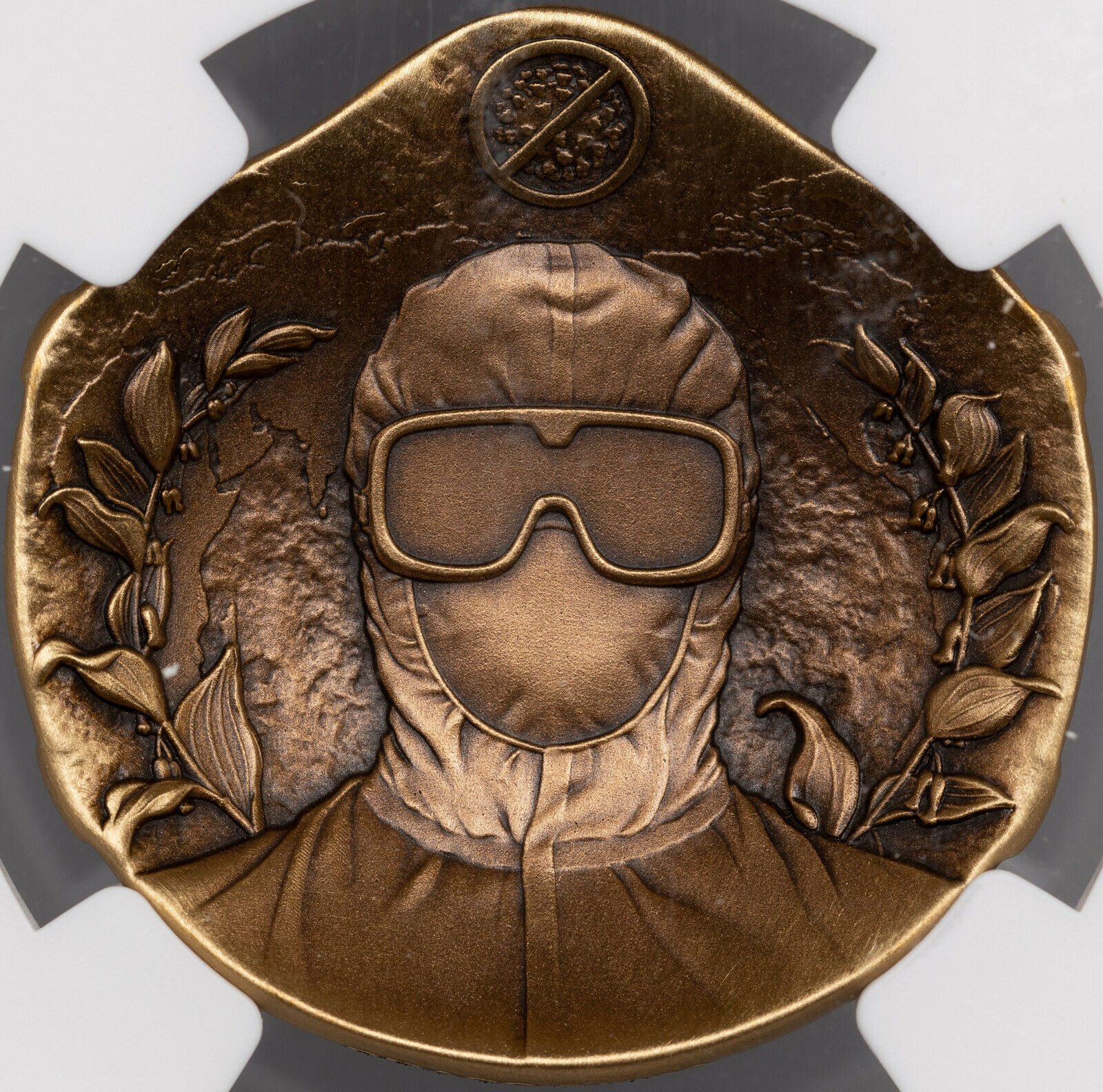 2020 CHINA ANTIQUED 28MM BRASS MEDAL FIGHT VIRUS NGC MS 70 DESIGNER SIGNED #C - Fresh Stock Dated February 2026