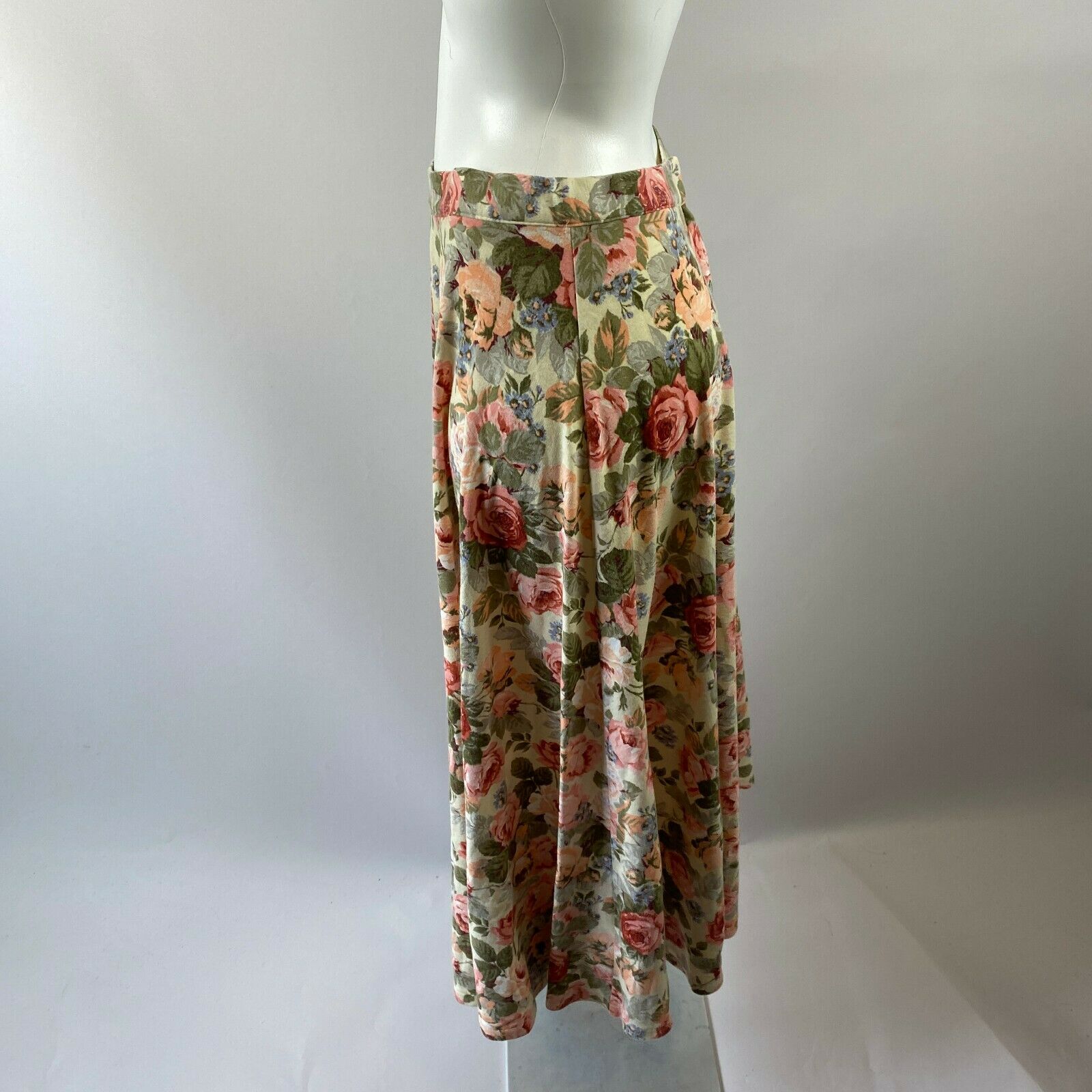 Vtg 80s White Pink Rose Garden Floral Print Long Skirt Cottagecore Prairie S/M - Fresh Stock Dated February 2026