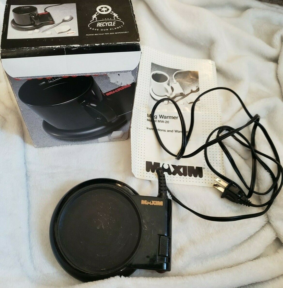 Maxim Coffee Hot Beverage Warmer Vintage No Mug Black with orig box MW-20 - Fresh Stock Dated December 2025