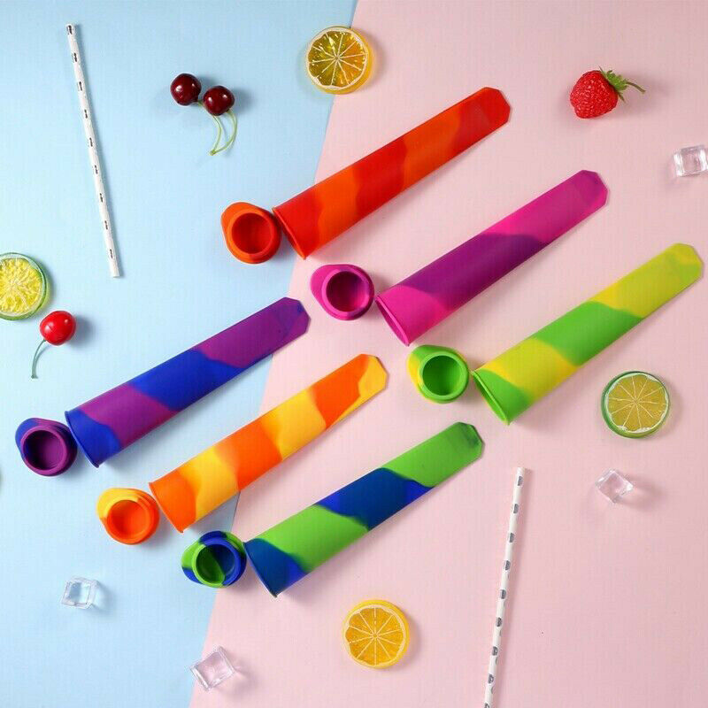 6pcs Silicone Ice Cream Maker Popsicle Mold Set Ice Pop Lolly Mold BPA Free - Fresh Stock Dated December 2025