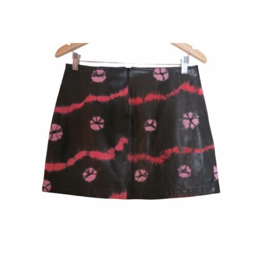 Vintage Y2k Betsey Johnson Black Leather Tie Dye Mini Skirt S - Fresh Stock Dated February 2026