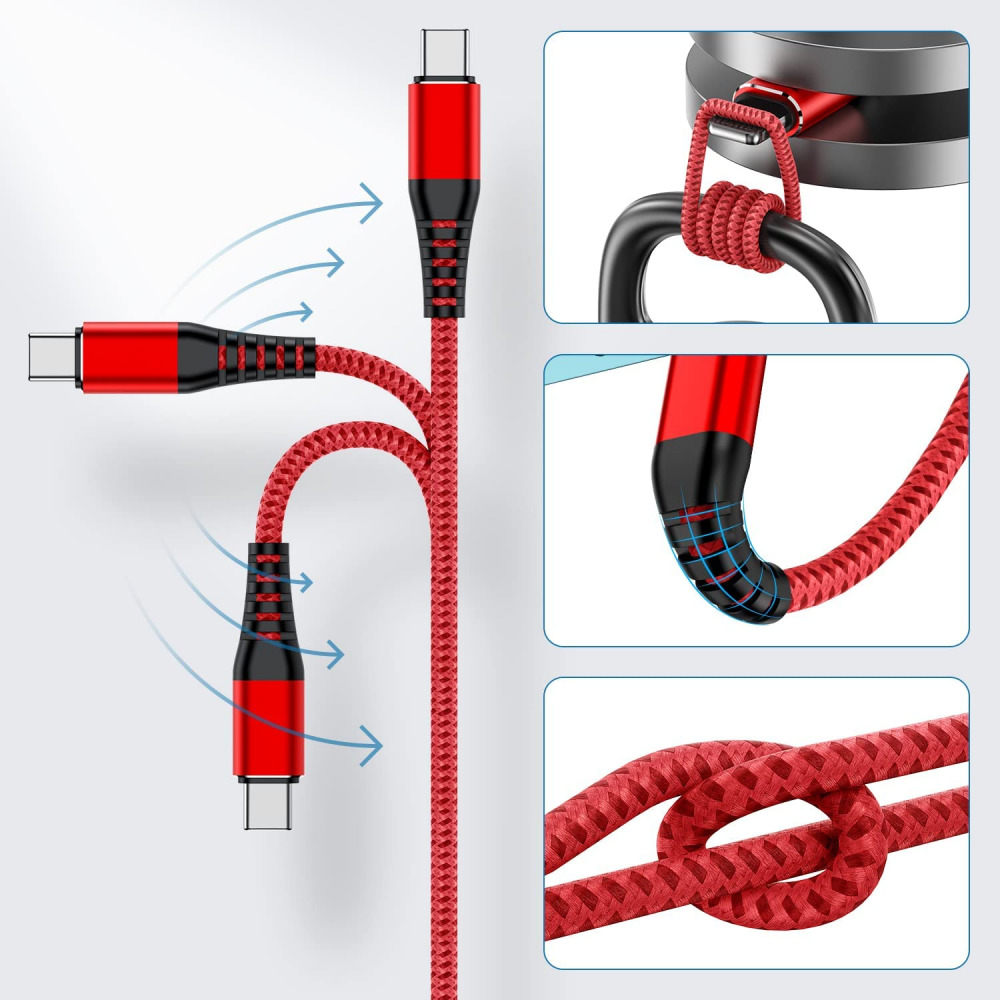 USB A to Type C Cable, Cabepow [2Pack] 10ft Extra Long Fast 10Feet, 2Pack Red - Fresh Stock Dated February 2026
