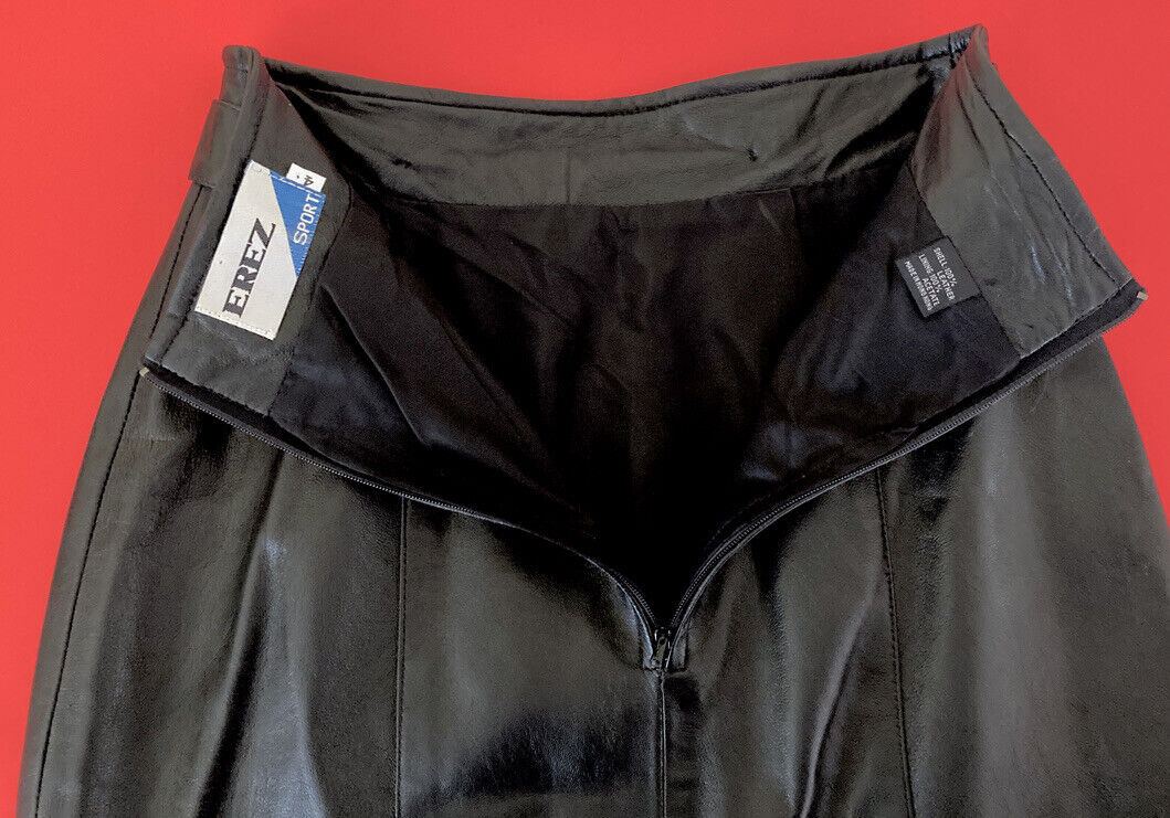 Vintage EREZ Sport Black Soft Genuine Leather Mini Skirt Size 4 Lined  Zip EUC - Fresh Stock Dated March 2026