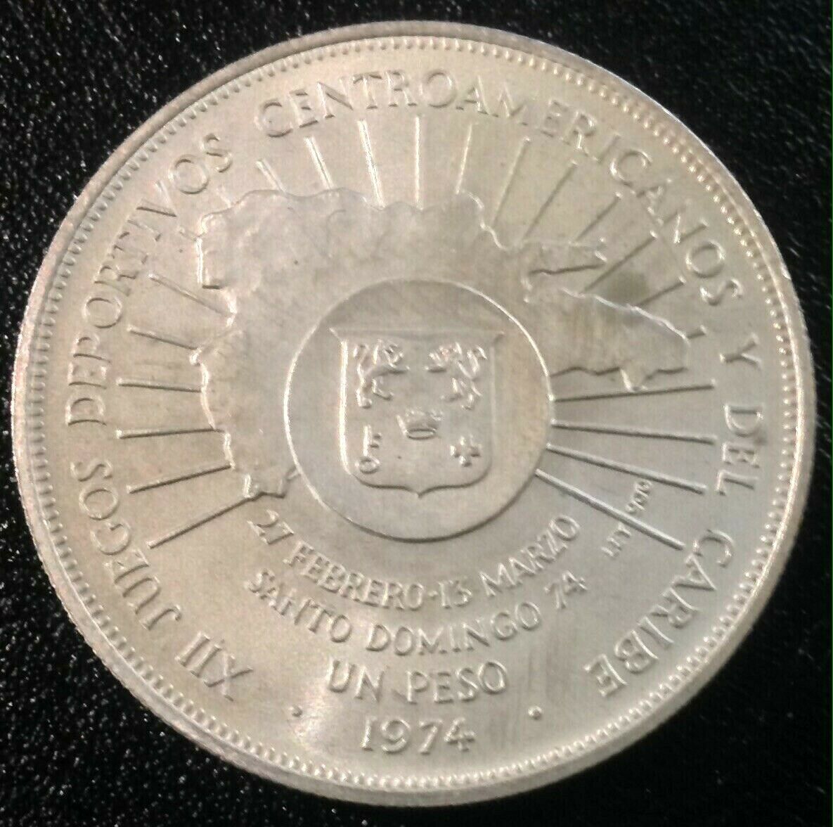 DOMINICAN REPUBLIC 1 Peso 1974 Silver Central American and Caribbean Games - Fresh Stock Dated December 2025