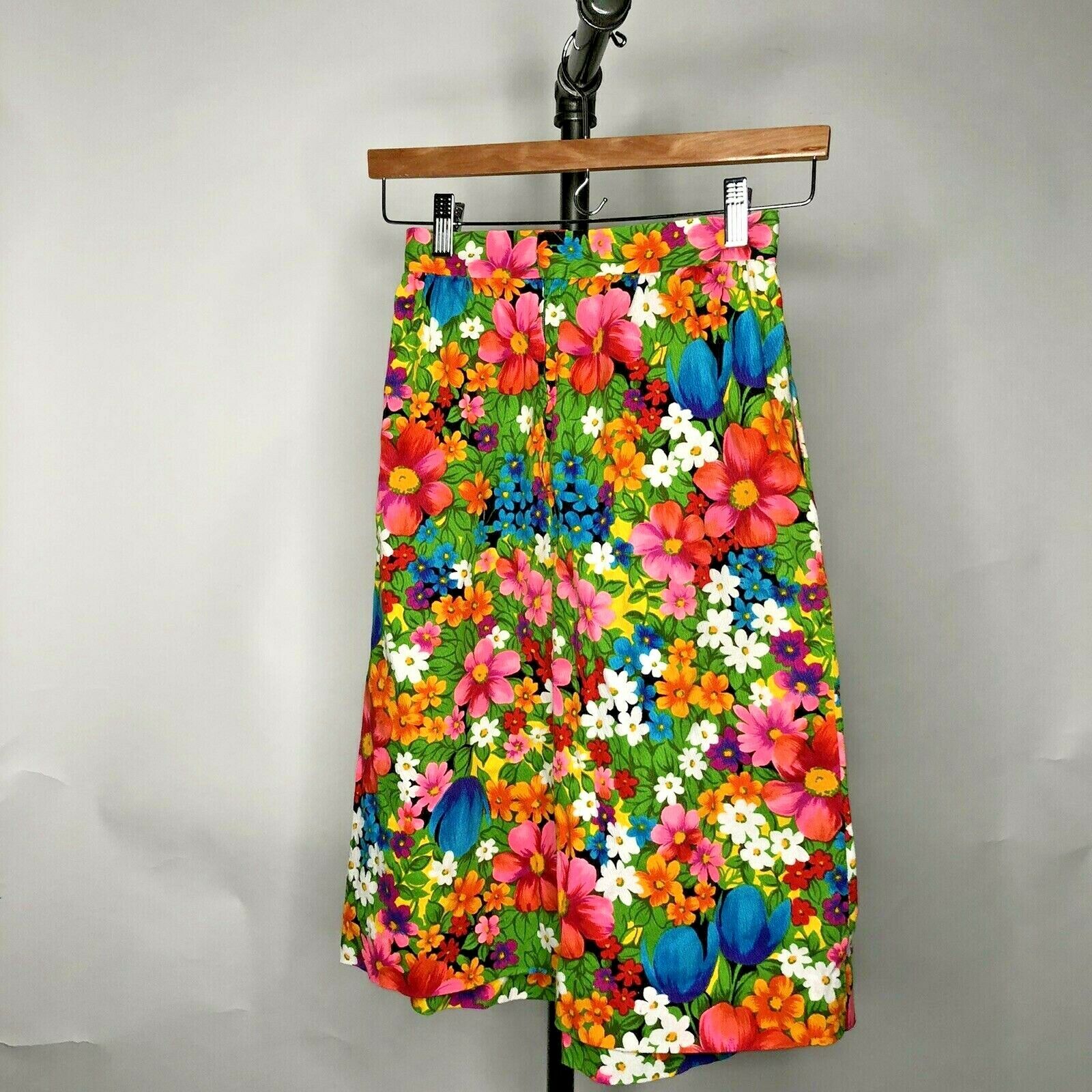 REAL VINTAGE Handmade SKIRT PSYCHEDELIC Floral Flower Power MOD FUN One Pocket - Fresh Stock Dated February 2026