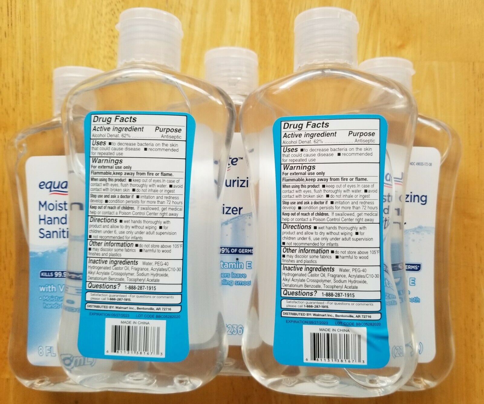 EQUATE MOISTURIZING HAND SANITIZER 8 OZ  -  LOT OF 5  USA SELLER - Fresh Stock Dated February 2026
