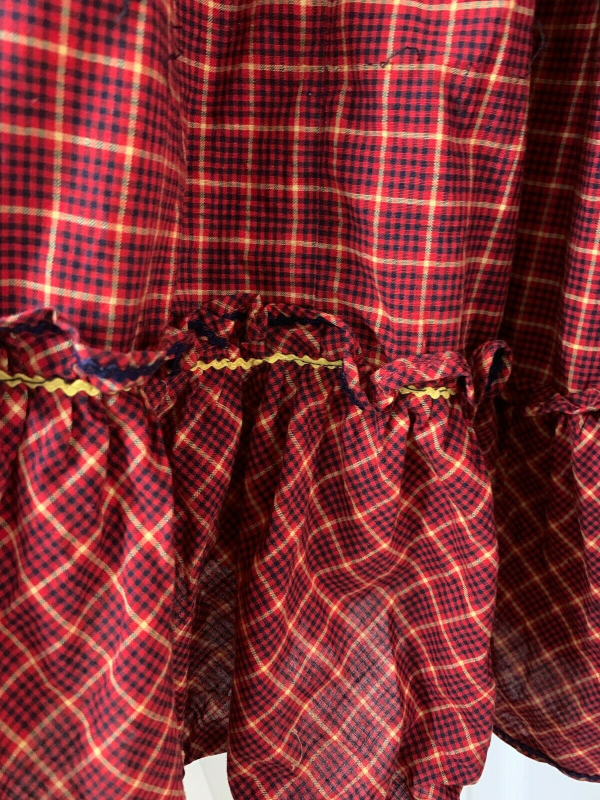 VTG  Handmade Midi Skirt Plaid Calico Ruffle Prairie Cottagecore SMALL (28