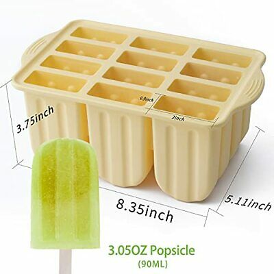 Popsicle Molds,  12 Pieces Silicone Popsicle Molds Easy-Release BPA-free Yellow - Fresh Stock Dated December 2025