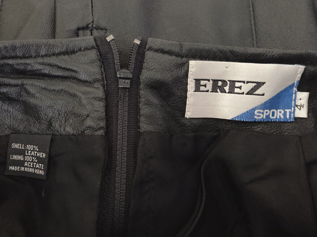 Vintage EREZ Sport Black Soft Genuine Leather Mini Skirt Size 4 Lined  Zip EUC - Fresh Stock Dated March 2026