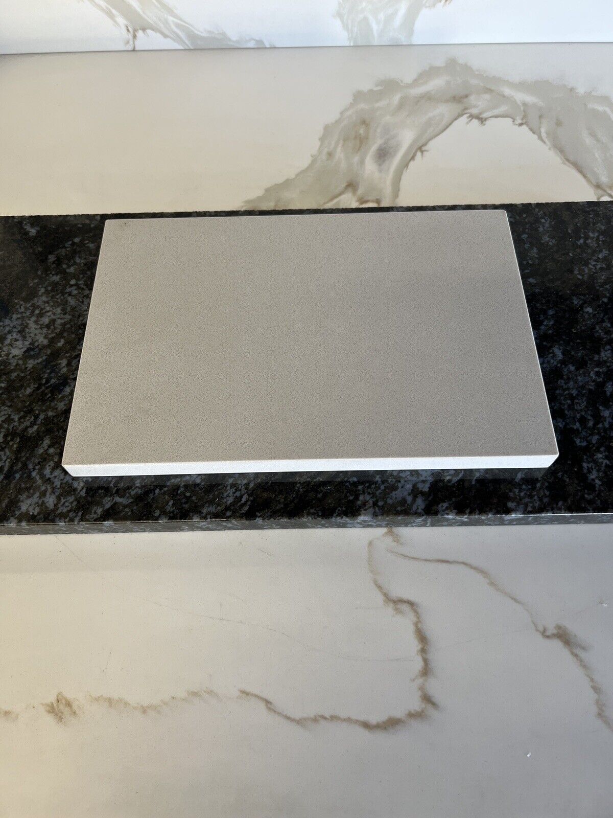 Quartz Stone Multi-Use Hot Cooking Stone & Cutting Board (12” x 8”) Smoked Grey - Fresh Stock Dated February 2026