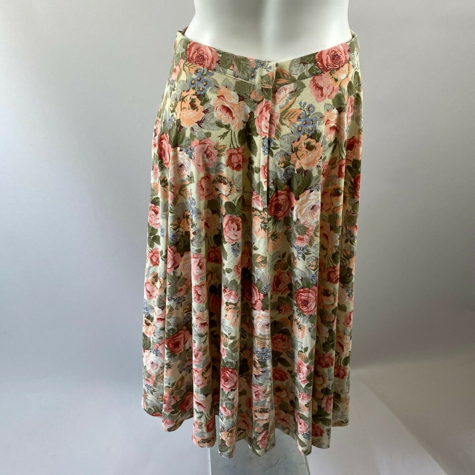 Vtg 80s White Pink Rose Garden Floral Print Long Skirt Cottagecore Prairie S/M - Fresh Stock Dated February 2026