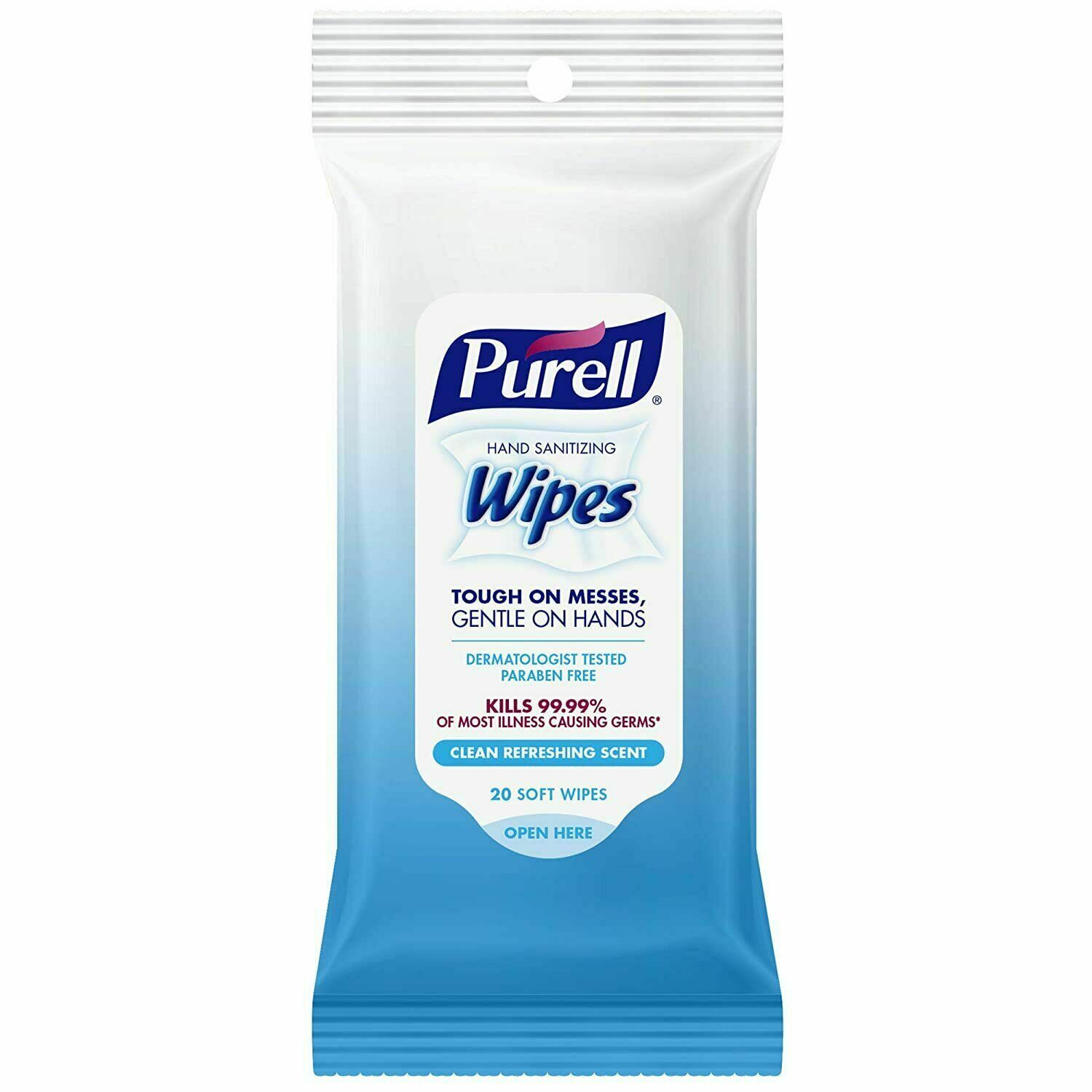 5 Pack - Purell Hand Sanitizing Wipes, Clean Scent, Travel Pack 20 Count each - Fresh Stock Dated February 2026