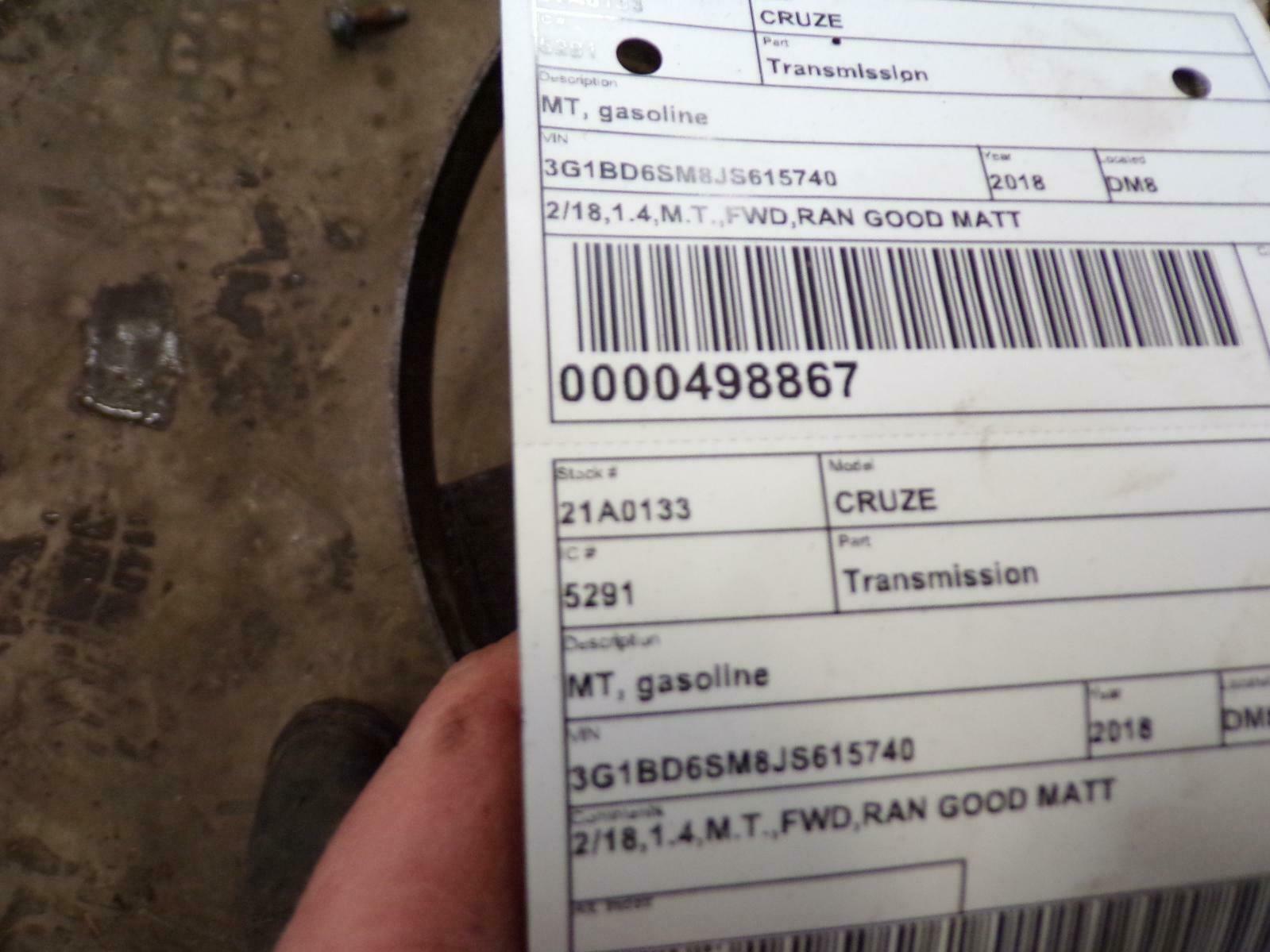 2017-2018 CHEVROLET CRUZE *Transmission* MT 17 18; 21a0133 - Fresh Stock Dated February 2026