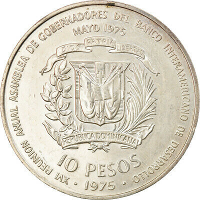 [#875524] Coin, Dominican Republic, 10 Pesos, 1975, MS, Silver, KM:37 - Fresh Stock Dated December 2025