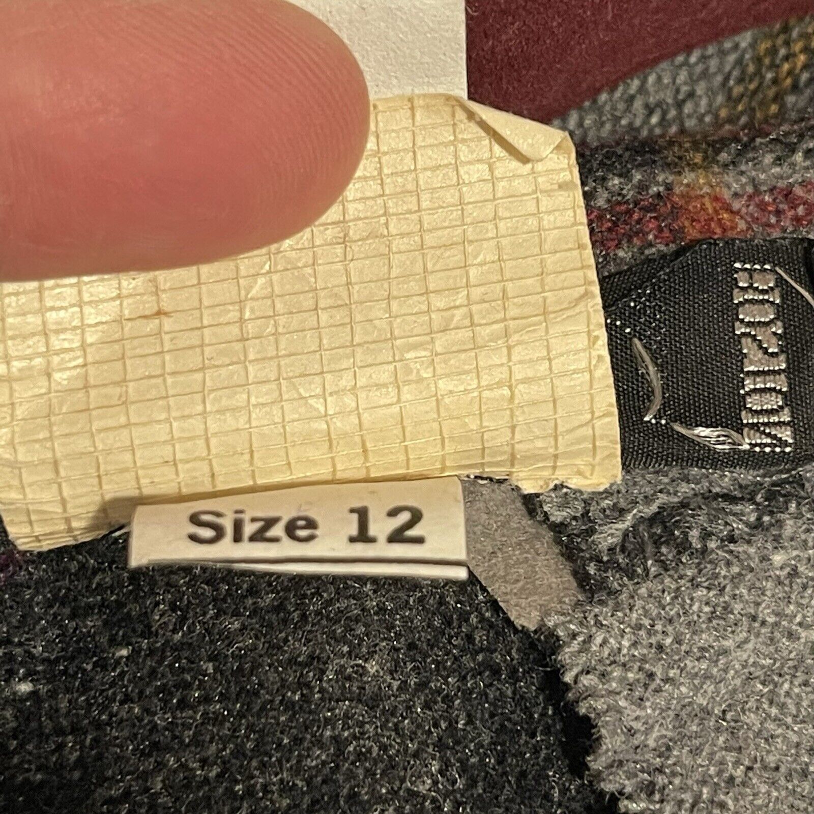 Vintage Century of Boston 1970s 70s Plaid Wool A-Line Midi Skirt Belt Gray Red - Fresh Stock Dated March 2026