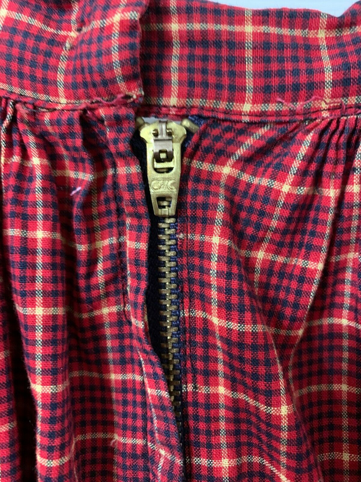 VTG  Handmade Midi Skirt Plaid Calico Ruffle Prairie Cottagecore SMALL (28