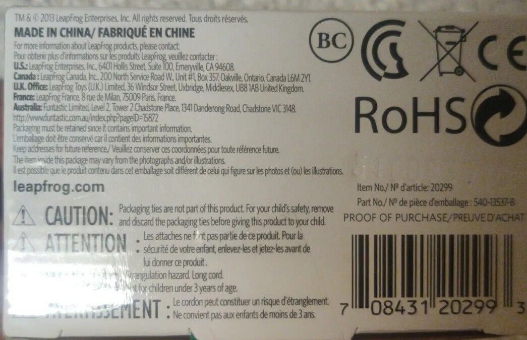 Leapfrog AC Adapter 9V Power Supply Charger. Model 690-11213. NEW Sealed - Fresh Stock Dated February 2026