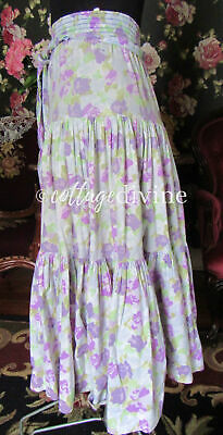 Lavender & Spring Green Roses Vtg Laura Ashley Tiered Prairie Skirt, Cotton - Fresh Stock Dated February 2026
