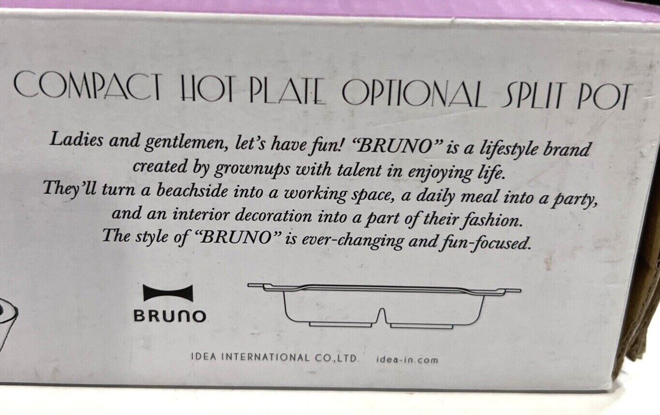 BRUNO Compact Hot Plate Optional Split Pot - Fresh Stock Dated February 2026