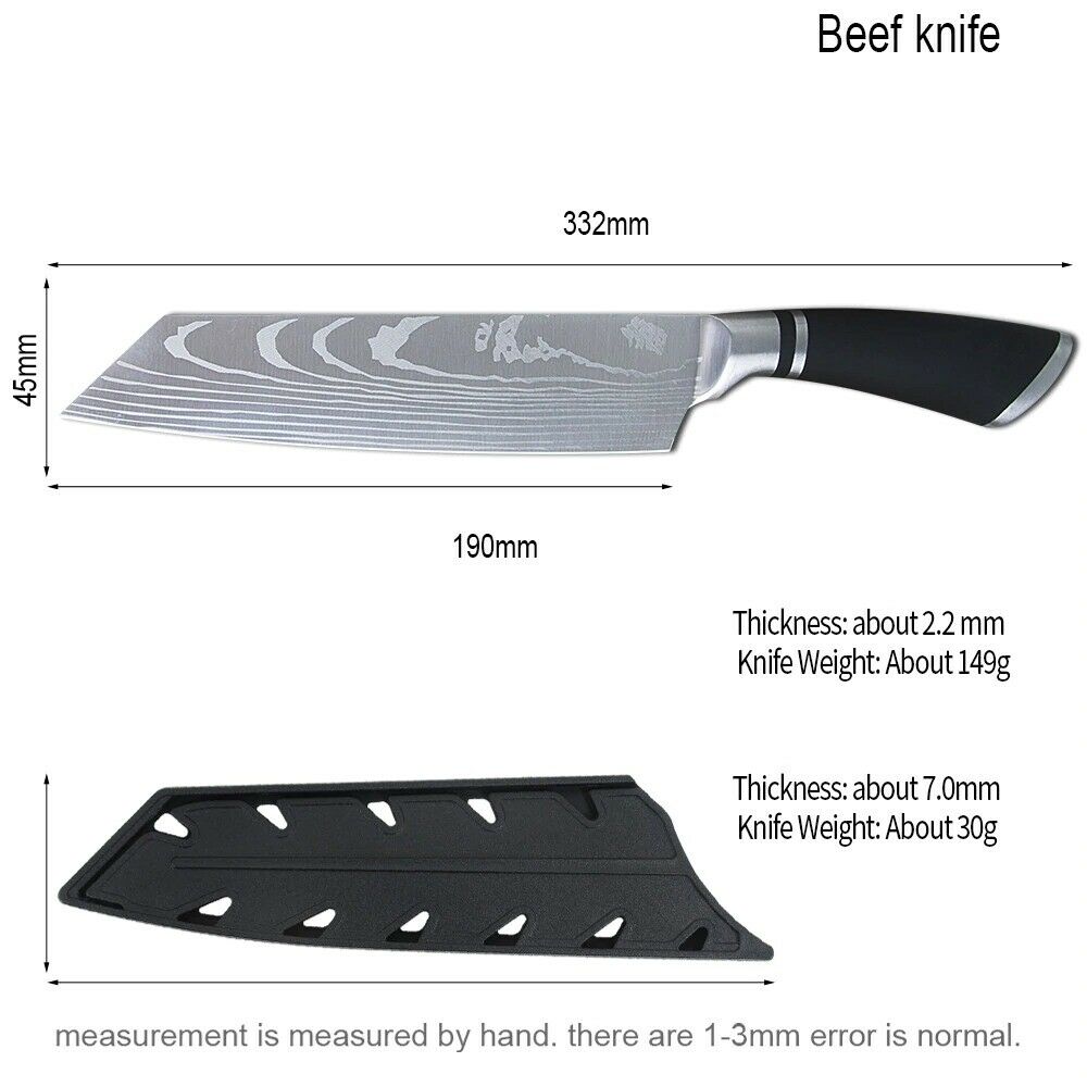 8 Inch Pro Japanese Chef's Nakiri Knife Stainless Steel Chef Kitchen Knives US - Fresh Stock Dated December 2025