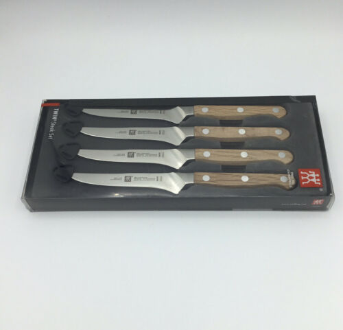 Zwilling J.A. Henckels 4 Piece Stainless Wood Handle Steak Knife Set Open Box - Fresh Stock Dated December 2025