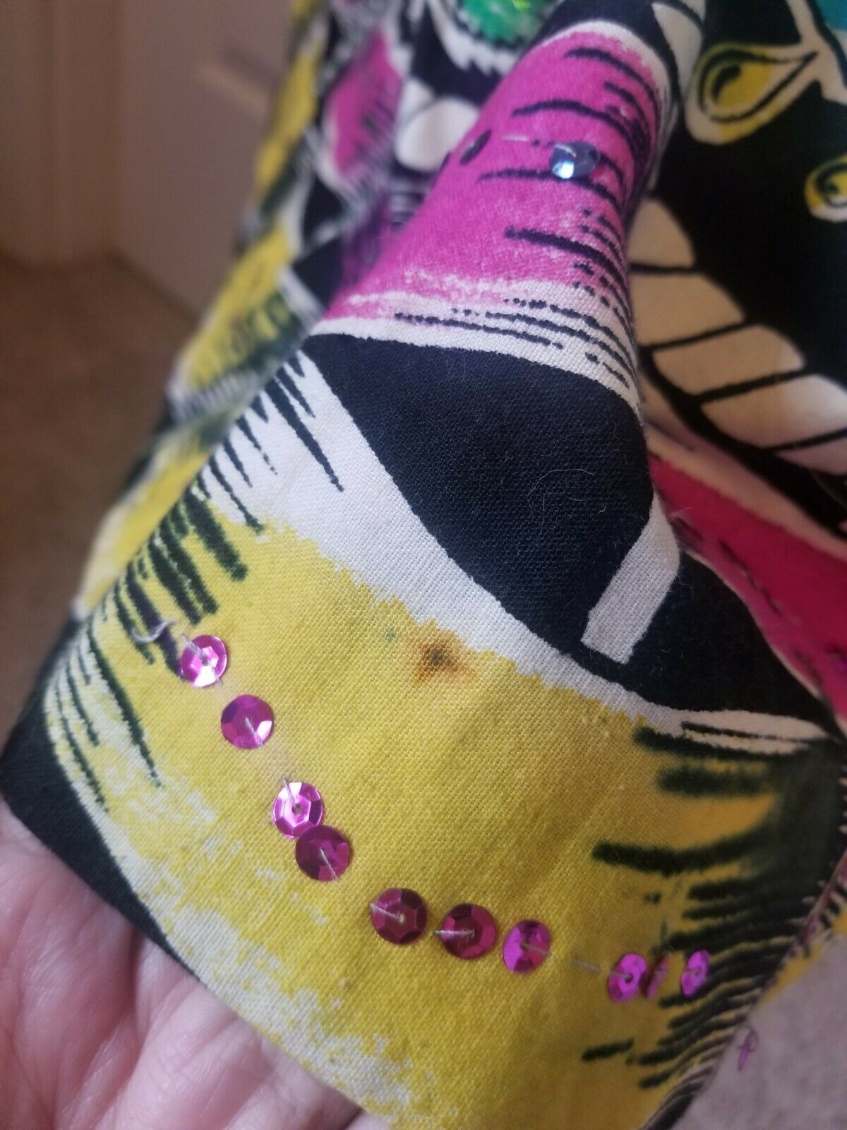 Vintage Mexican Full Circle Skirt Hand Painted Floral With Sequins Rockabilly - Fresh Stock Dated December 2025