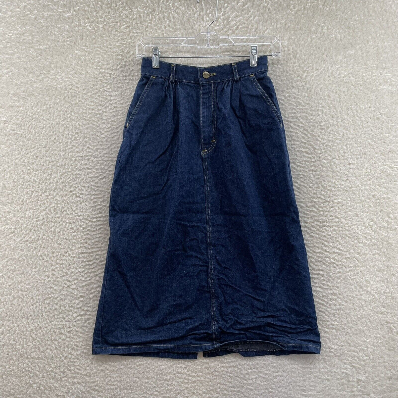 90s Vintage LL Bean Dark Wash Denim Midi Skirt Womens 00 0 23 24 XXS XS - Fresh Stock Dated March 2026