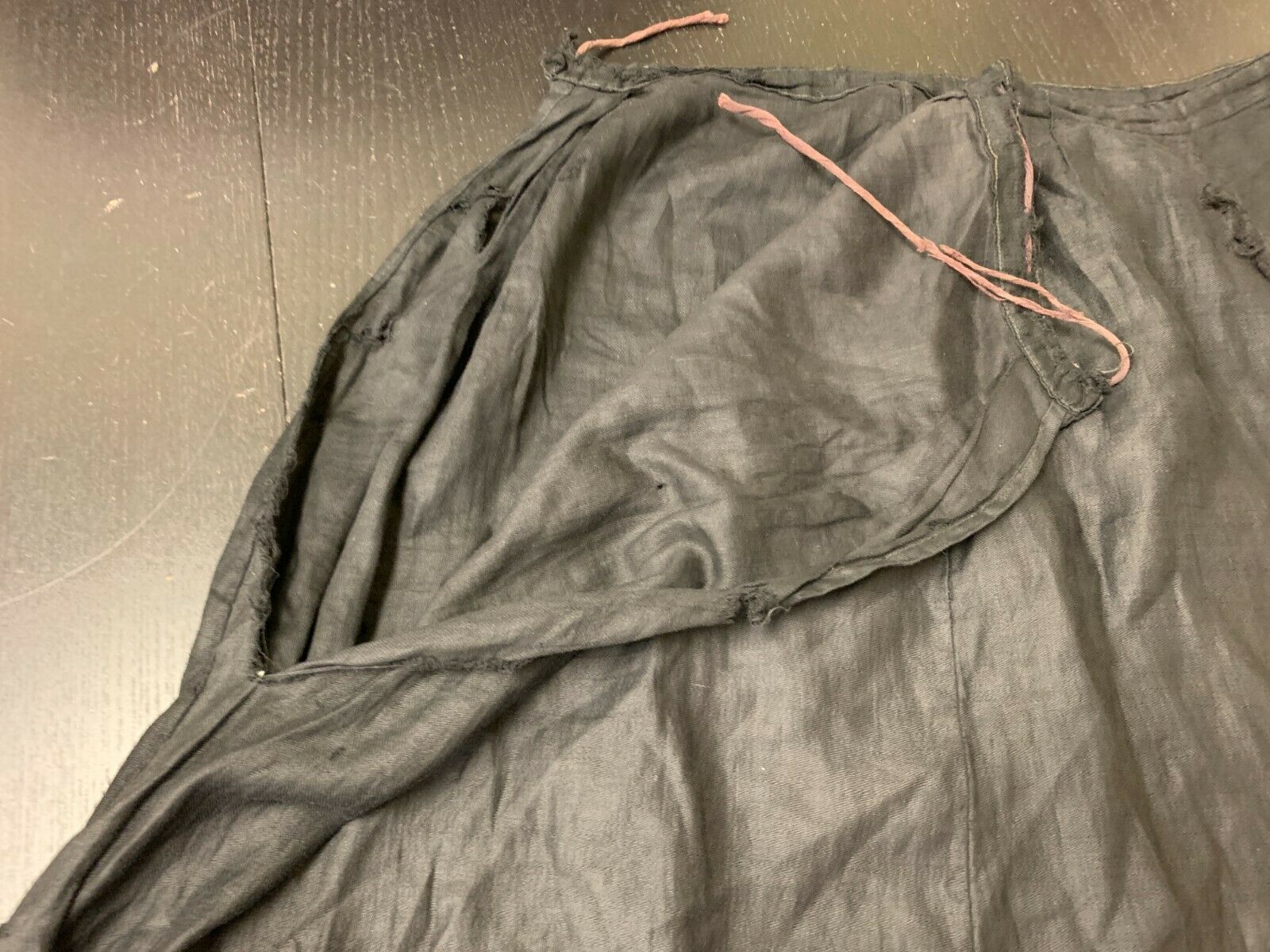Original Black Polished Cotton Edwardian drawstring Petticoat in great shape! - Fresh Stock Dated February 2026