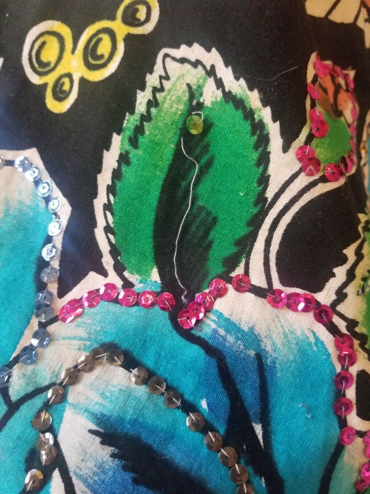 Vintage Mexican Full Circle Skirt Hand Painted Floral With Sequins Rockabilly - Fresh Stock Dated December 2025