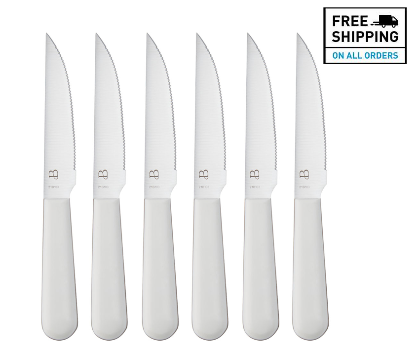 Beautiful 12-piece Kitchen Knife Block Set in White - Fresh Stock Dated December 2025