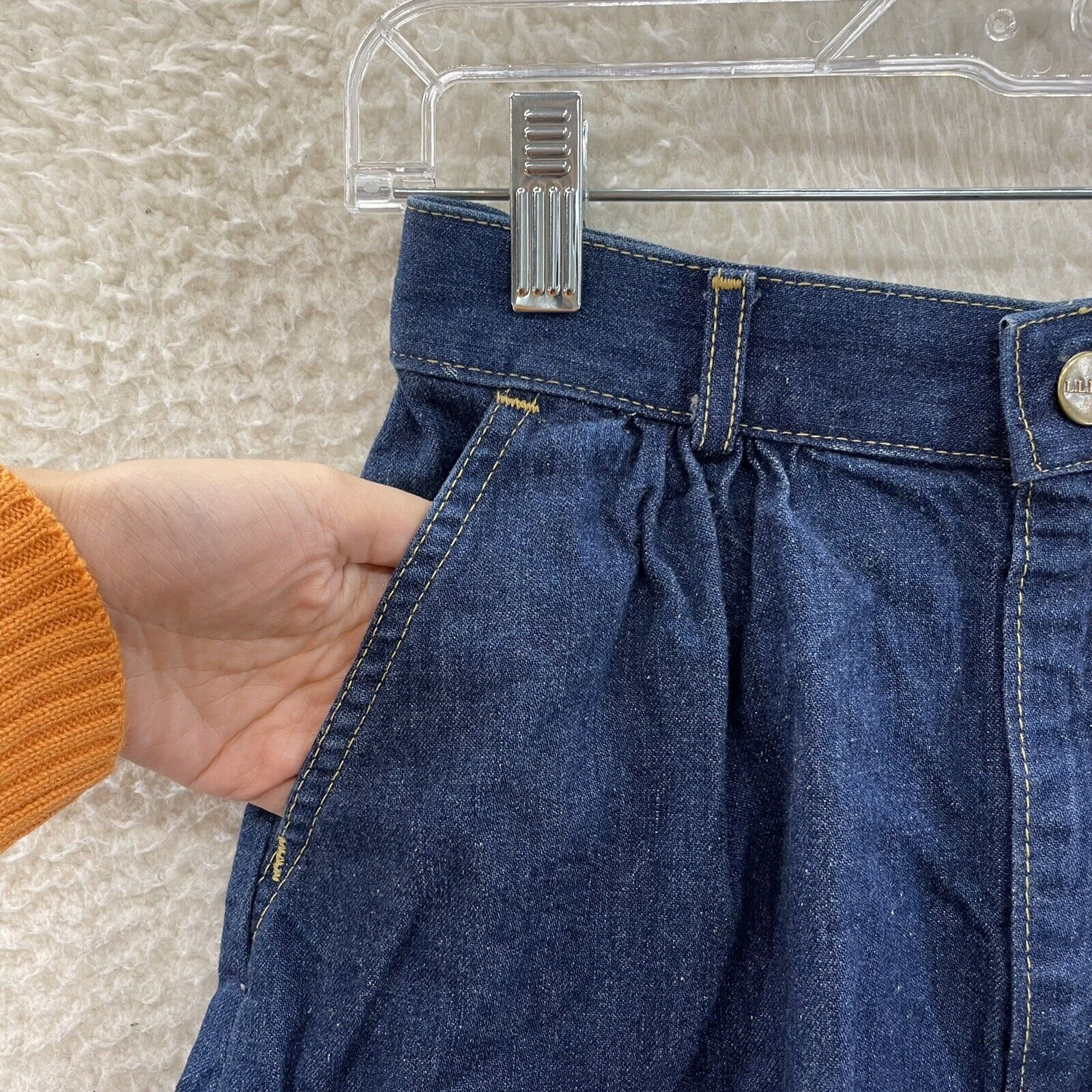 90s Vintage LL Bean Dark Wash Denim Midi Skirt Womens 00 0 23 24 XXS XS - Fresh Stock Dated March 2026