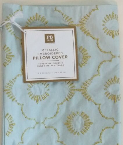 1 NEW Pottery Barn Teen Dorm Metallic Embroidered Pillow Cover 12x16