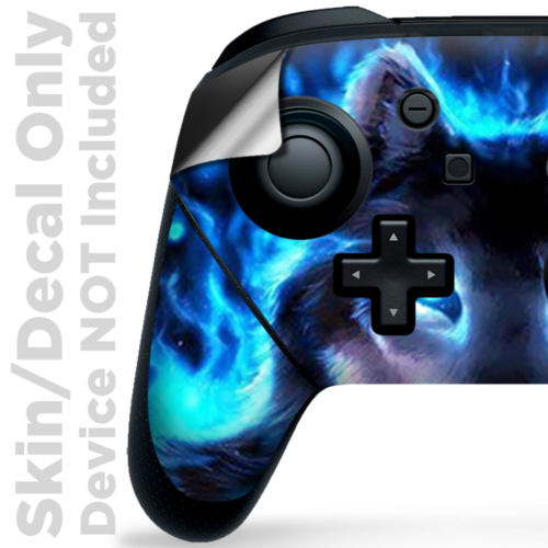 Nintendo Switch Pro Controller Skin Decal Vinyl Wrap -  Wolf Glowing Eyes Fire - Fresh Stock Dated December 2025