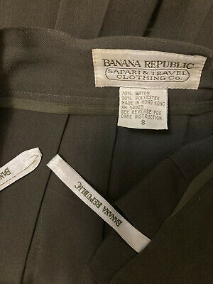 80s BANANA REPUBLIC Safari & Travel Clothing Co. BROWN Knife Pleat SKIRT Size 8 - Fresh Stock Dated December 2025