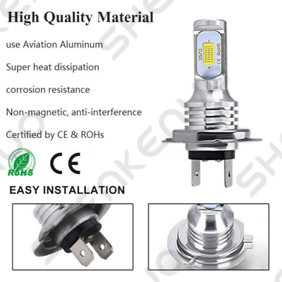 For Suzuki GSXR 1000 750 600 Hayabusa Hi/Lo Beam Ice Blue H7 LED Headlight Bulbs - Fresh Stock Dated February 2026