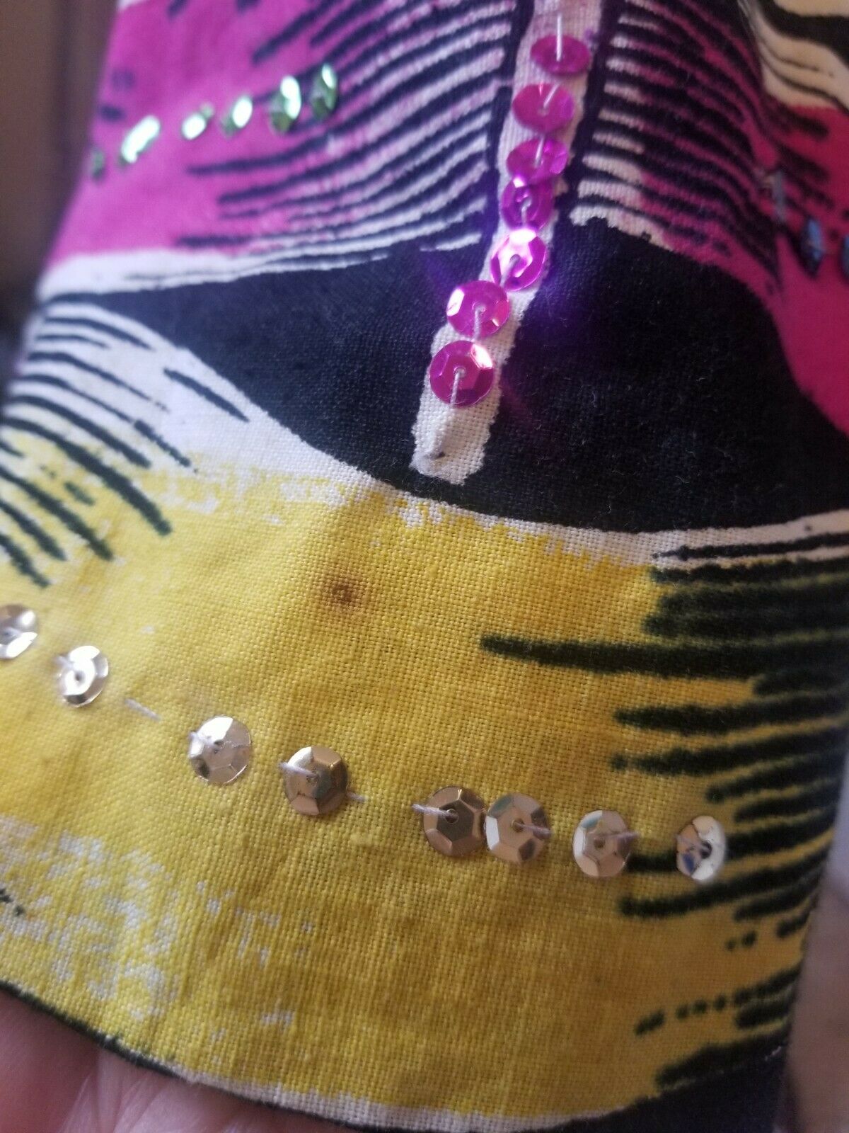 Vintage Mexican Full Circle Skirt Hand Painted Floral With Sequins Rockabilly - Fresh Stock Dated December 2025