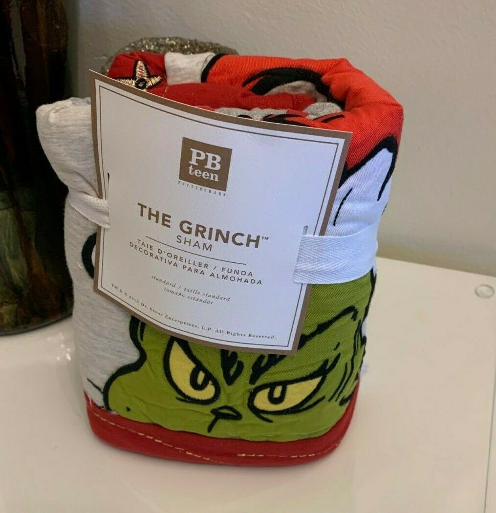 Pottery Barn Grinch Christmas pillow cover Sham gingham Dr Seuss Holiday Gift - Fresh Stock Dated December 2025